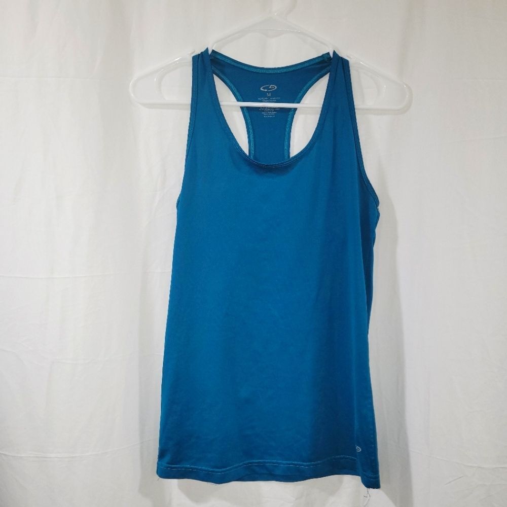 champion C9 tank top size m turquoise blue racerback lux polyester stretch